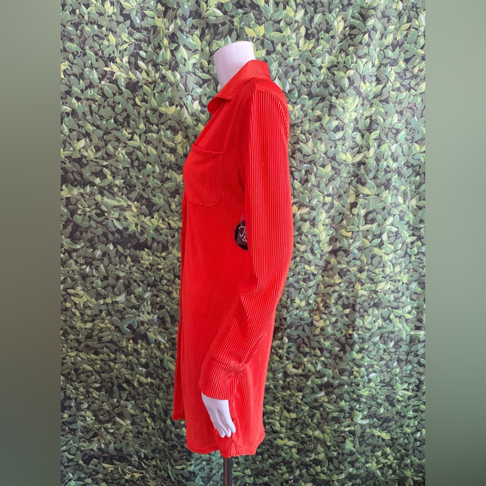 Orange Button-Up Mini Dress - Picture 4 of 10